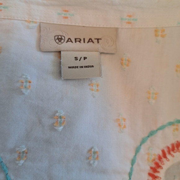 Ariat embroidered pearl snap shirt small cotton western - Picture 7 of 7